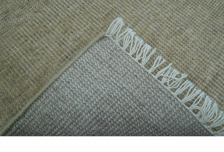 Beige Modern Solid Design Hand Knotted Wool Area Rug - The Rug Decor