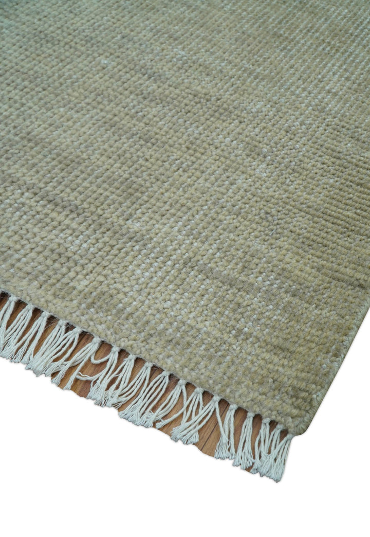 Beige Modern Solid Design Hand Knotted Wool Area Rug - The Rug Decor
