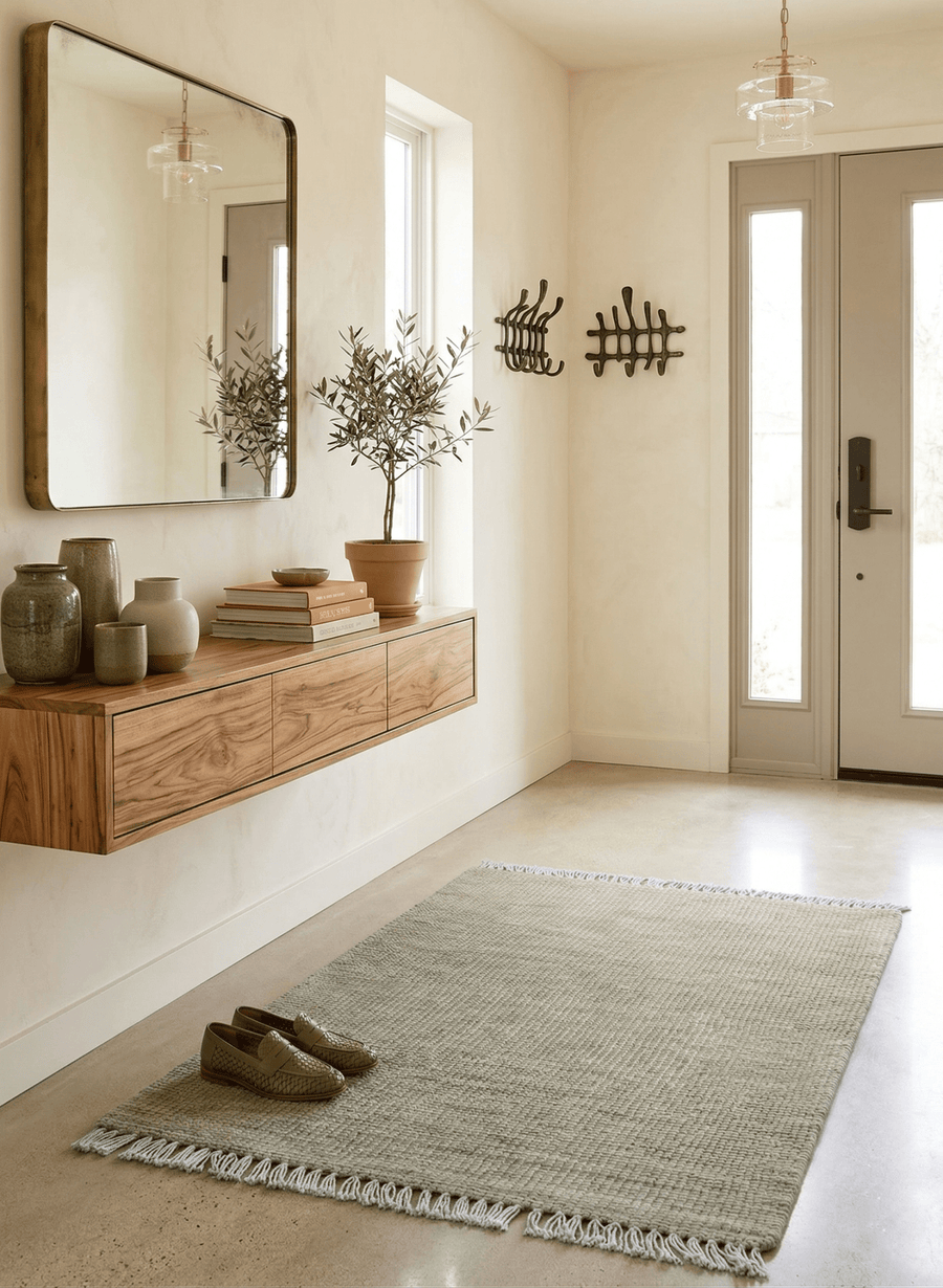 Beige Modern Solid Design Hand Knotted Wool Area Rug - The Rug Decor