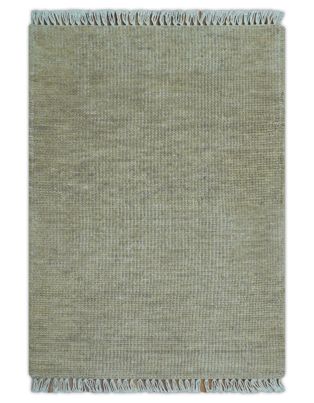 Beige Modern Solid Design Hand Knotted Wool Area Rug - The Rug Decor