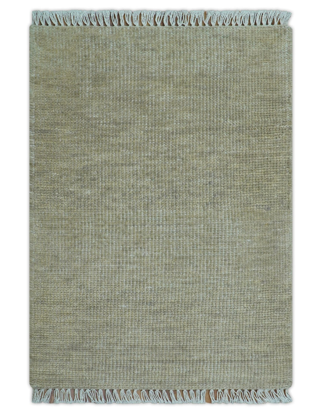 Beige Modern Solid Design Hand Knotted Wool Area Rug - The Rug Decor
