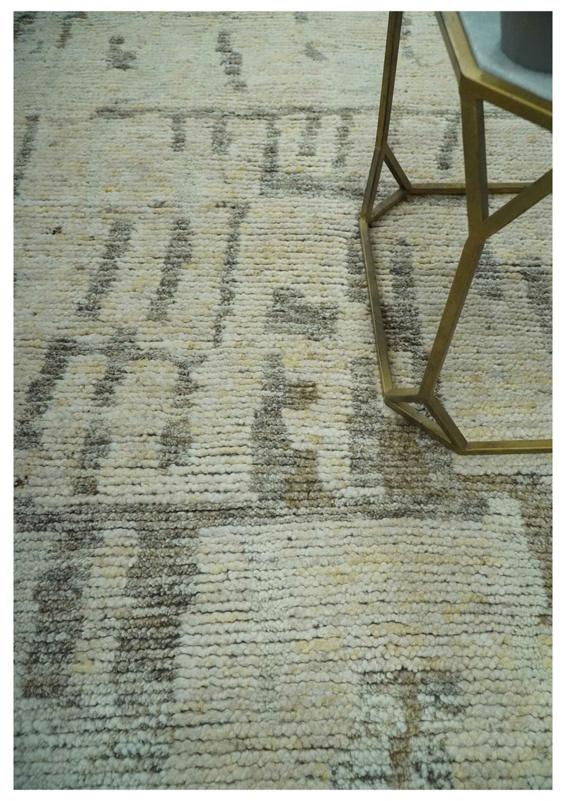 Beige, Olive and Gray 5x8 Hand Knotted Modern Abstract wool Area Rug - The Rug Decor