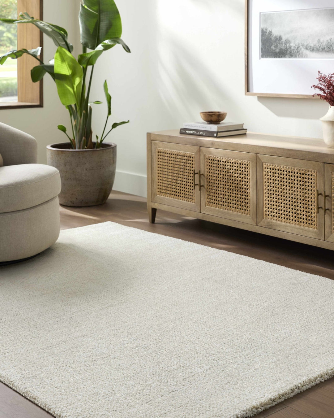 Beige Solid Contemporary Style Machine Woven Area Rug - The Rug Decor