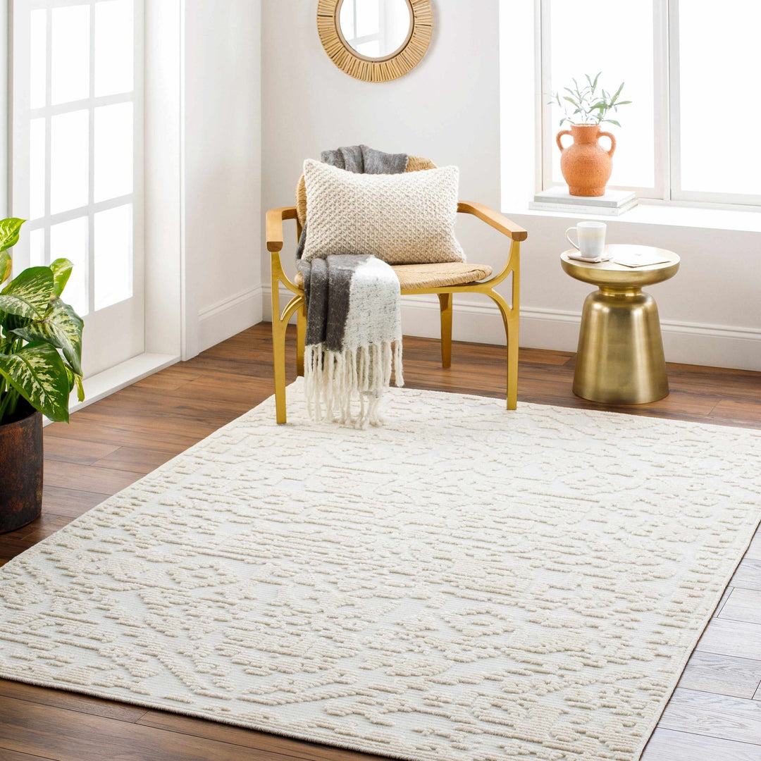 Beige Texture Traditional Medallion washable area Rug - The Rug Decor