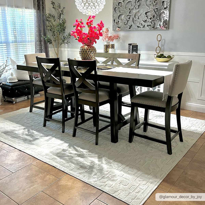 Beige Texture Traditional Medallion washable area Rug - The Rug Decor