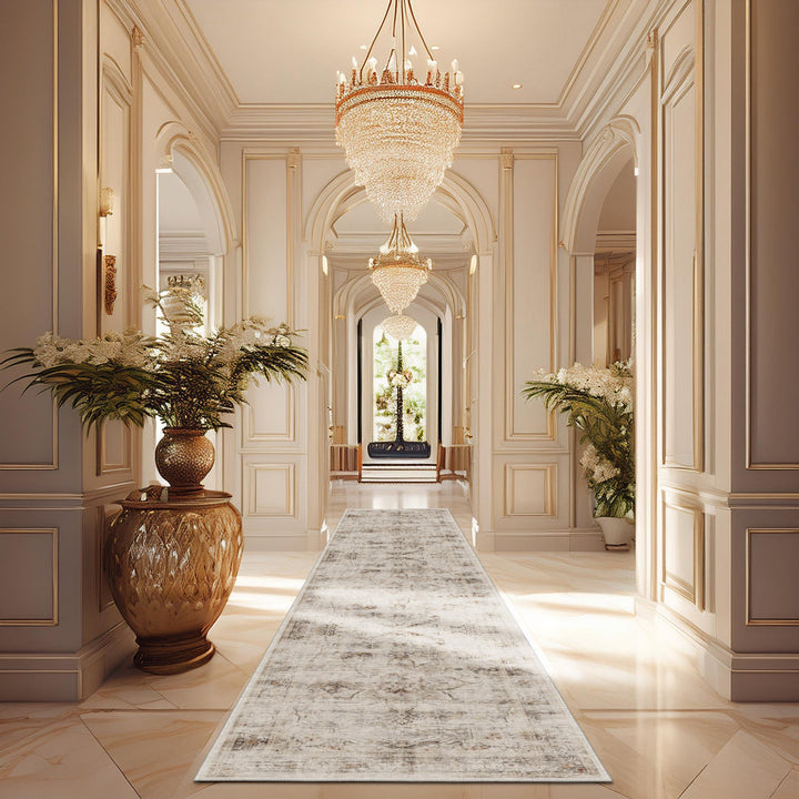 Beige Traditional Floral Machine Washable Cotton Rug - The Rug Decor