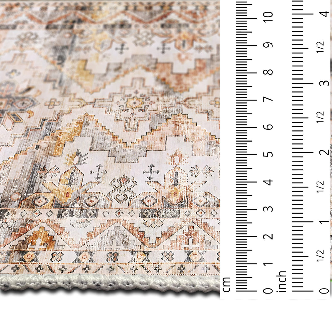 Beige Traditional Style Machine Washable Cotton Area Rug - The Rug Decor