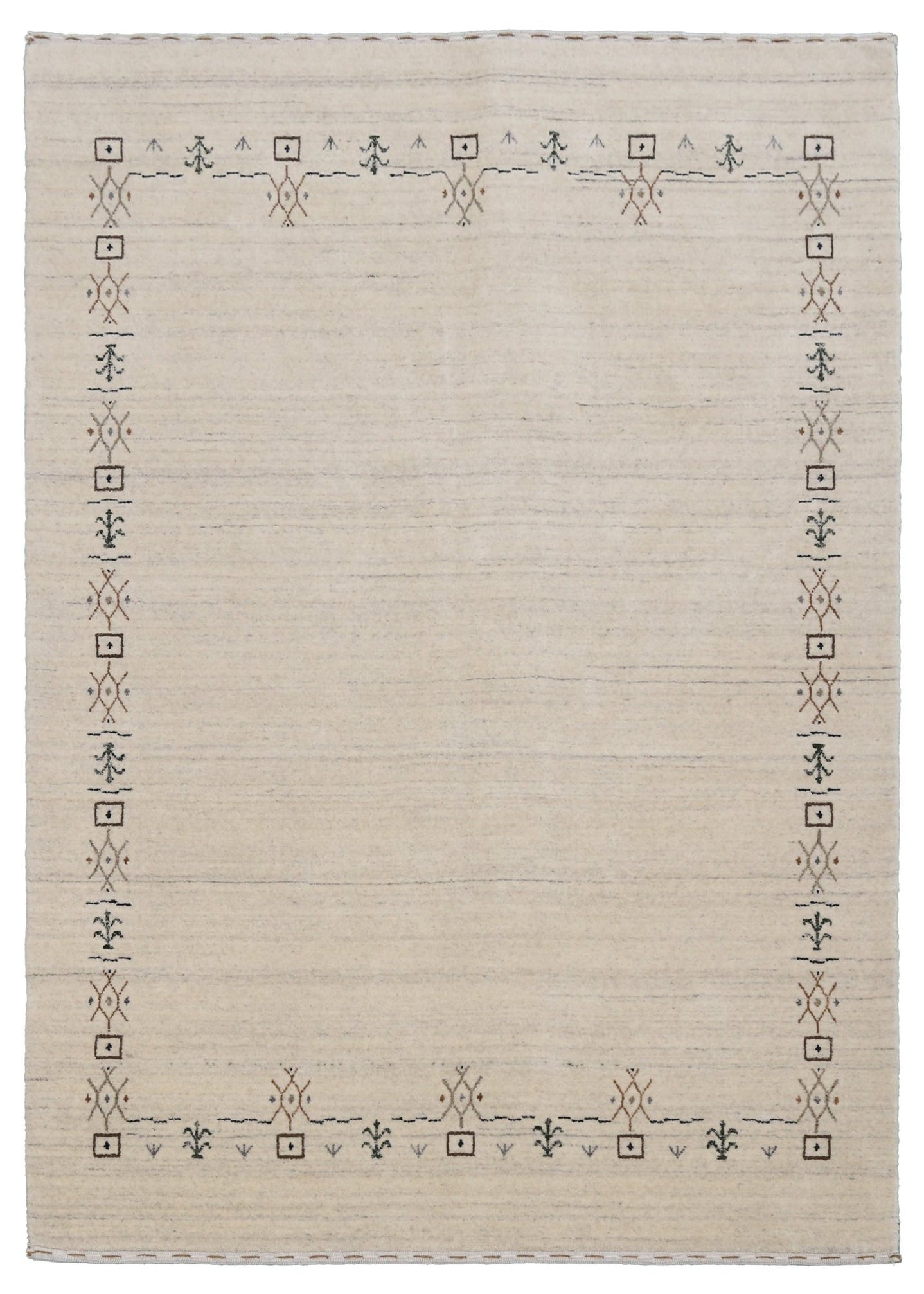 Beige Tribal Border Hand Loomed Wool Area Rug - The Rug Decor