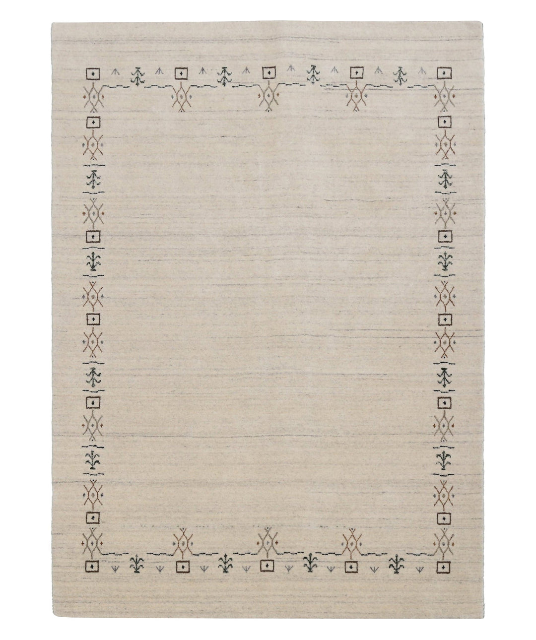 Beige Tribal Border Hand Loomed Wool Area Rug - The Rug Decor