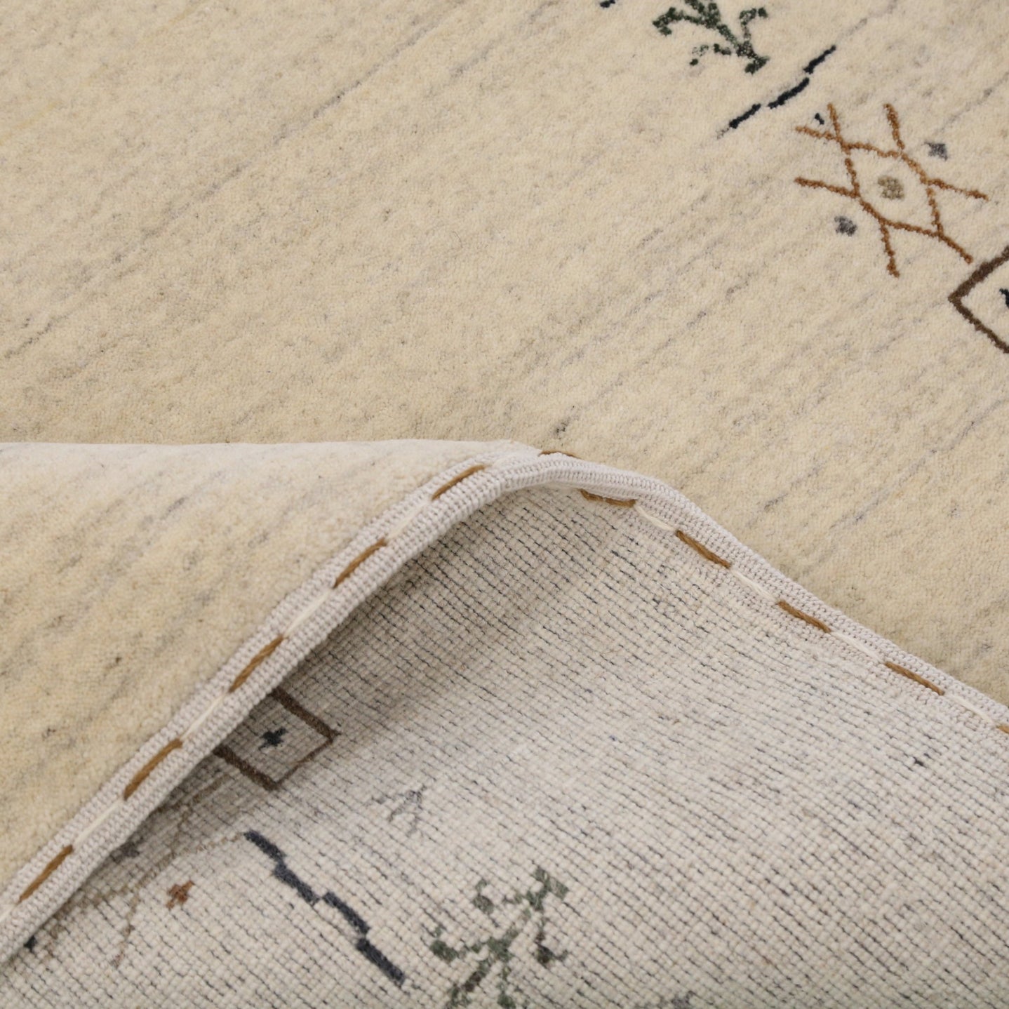 Beige Tribal Border Hand Loomed Wool Area Rug - The Rug Decor