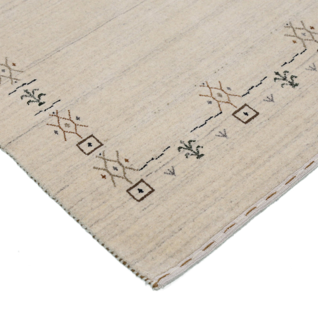 Beige Tribal Border Hand Loomed Wool Area Rug - The Rug Decor