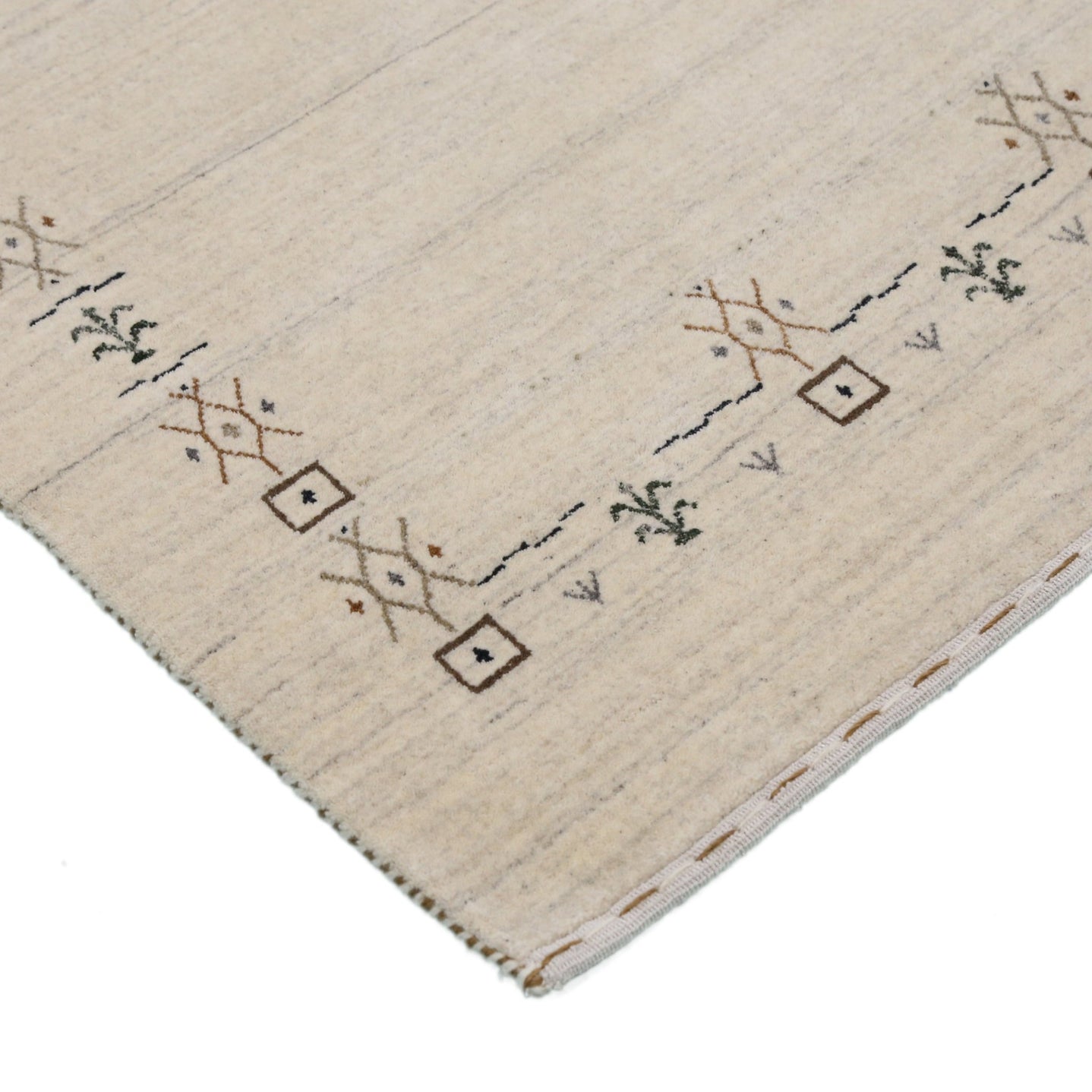 Beige Tribal Border Hand Loomed Wool Area Rug - The Rug Decor