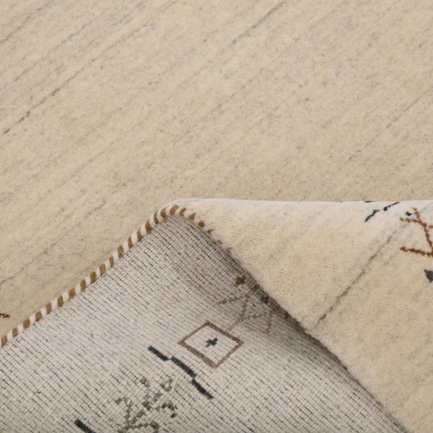 Beige Tribal Border Hand Loomed Wool Area Rug - The Rug Decor