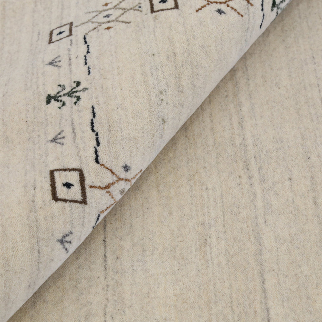 Beige Tribal Border Hand Loomed Wool Area Rug - The Rug Decor
