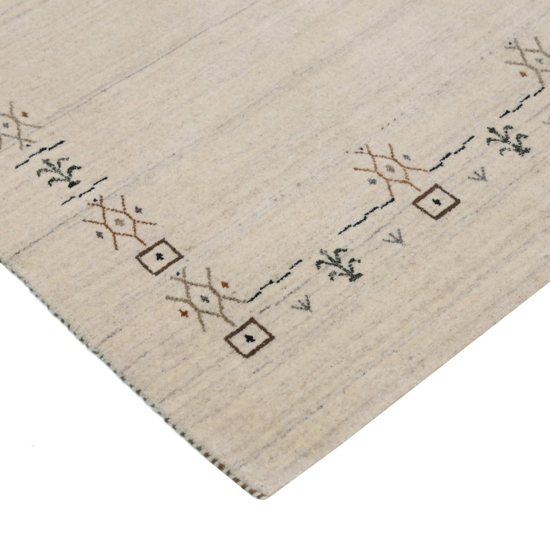 Beige Tribal Border Hand Loomed Wool Area Rug - The Rug Decor
