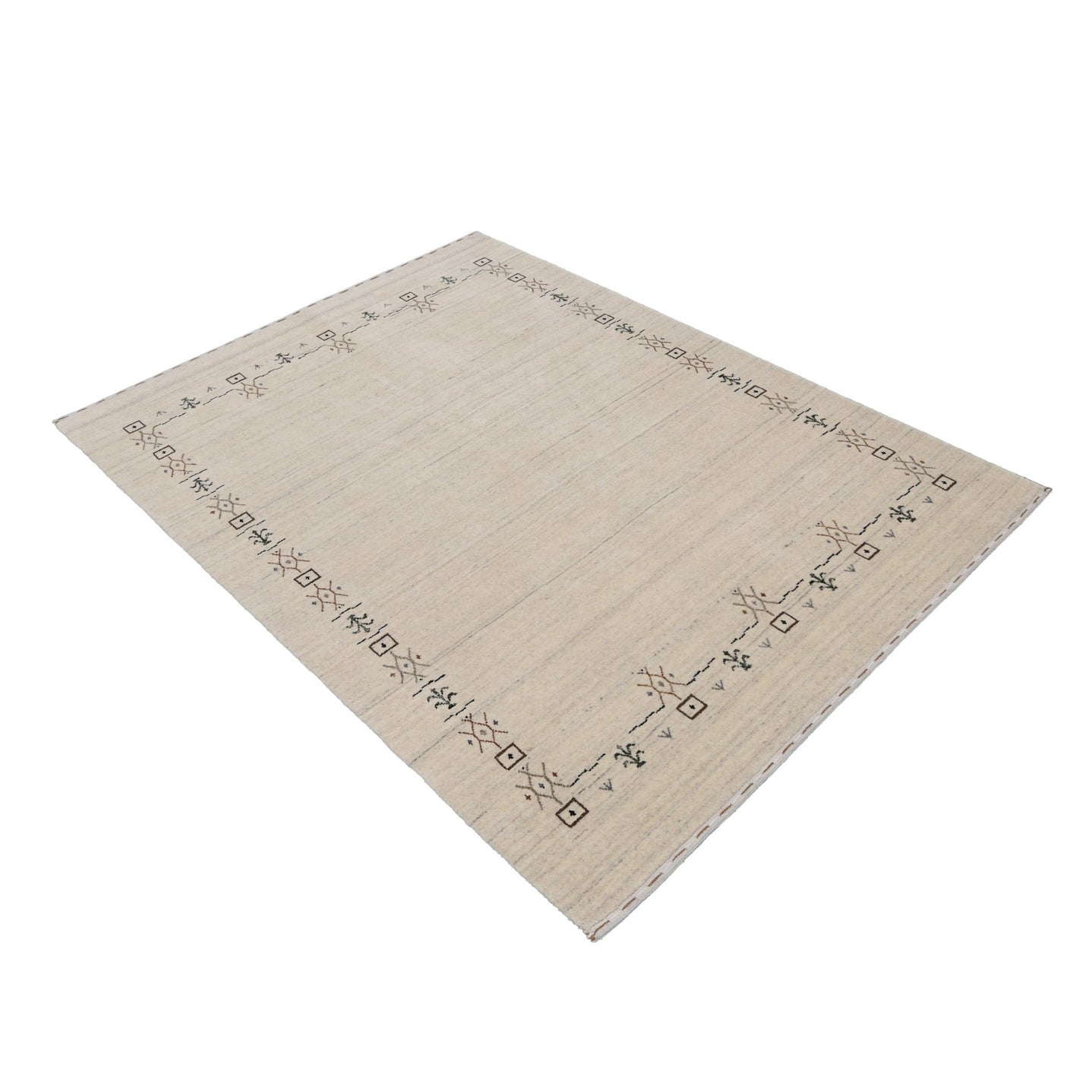 Beige Tribal Border Hand Loomed Wool Area Rug - The Rug Decor