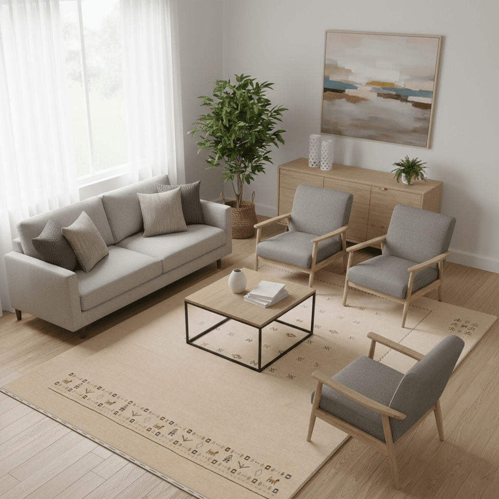 Beige Tribal Center Medallion Hand Loomed Wool Area Rug - The Rug Decor