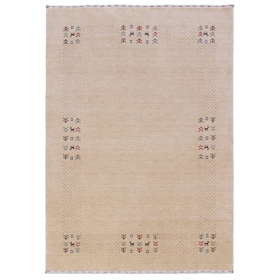 Beige Tribal Center Medallion Hand Loomed Wool Area Rug - The Rug Decor