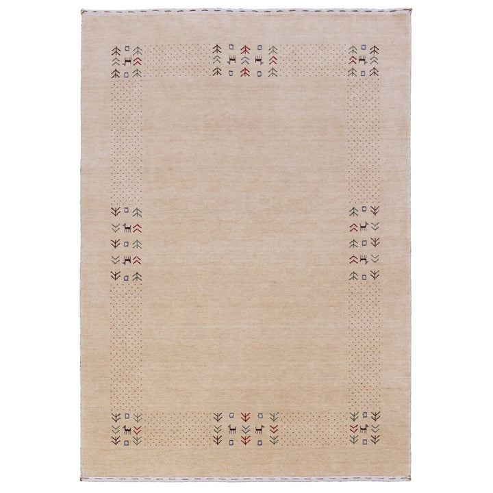 Beige Tribal Center Medallion Hand Loomed Wool Area Rug - The Rug Decor