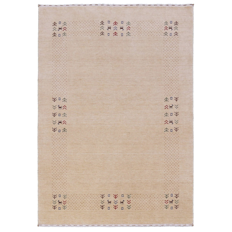 Beige Tribal Center Medallion Hand Loomed Wool Area Rug - The Rug Decor