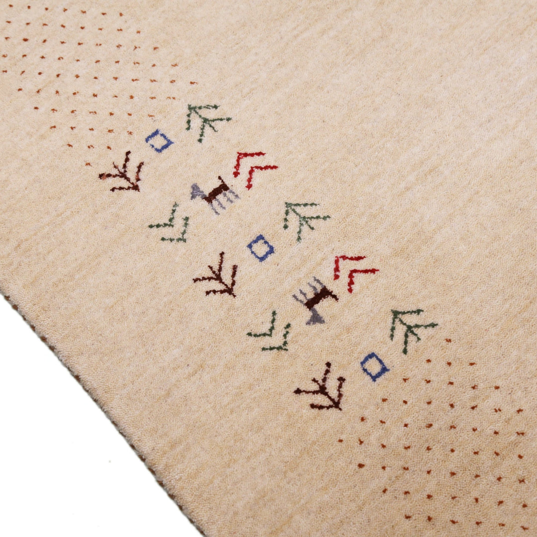 Beige Tribal Center Medallion Hand Loomed Wool Area Rug - The Rug Decor