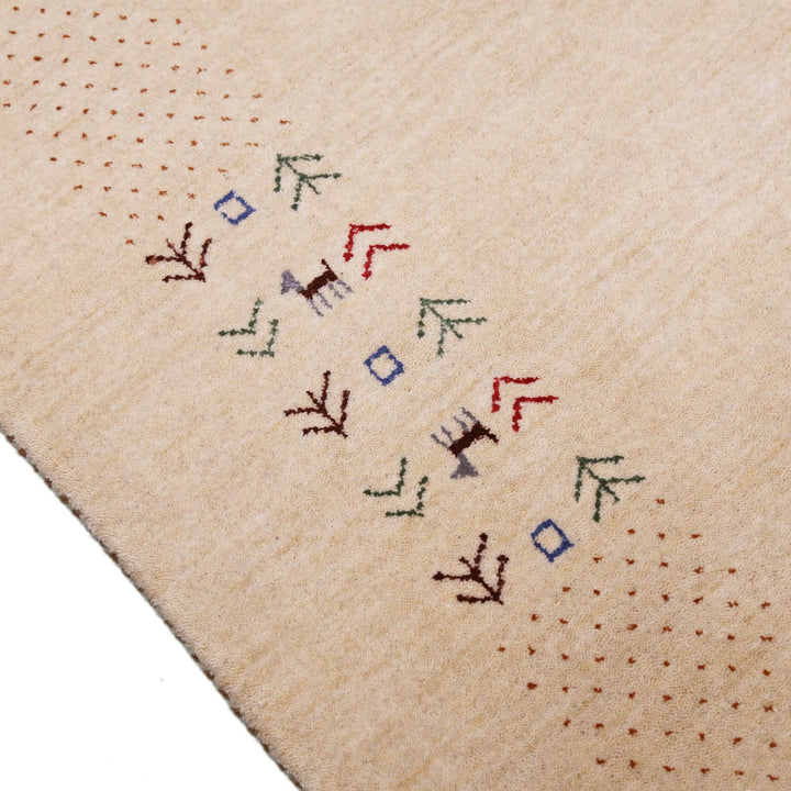 Beige Tribal Center Medallion Hand Loomed Wool Area Rug - The Rug Decor