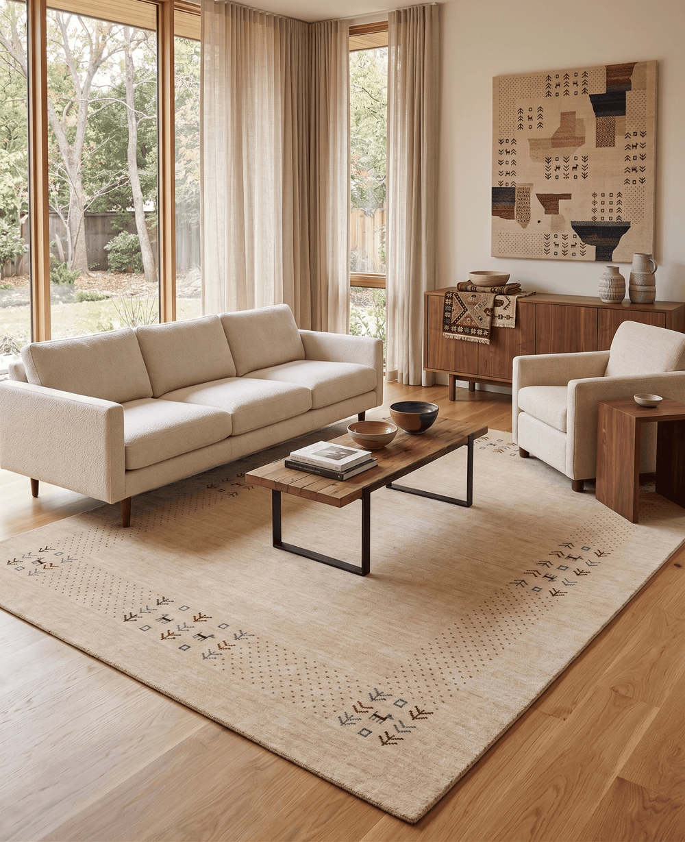 Beige Tribal Center Medallion Hand Loomed Wool Area Rug - The Rug Decor
