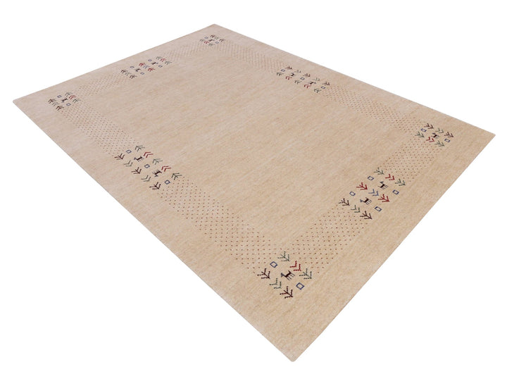 Beige Tribal Center Medallion Hand Loomed Wool Area Rug - The Rug Decor