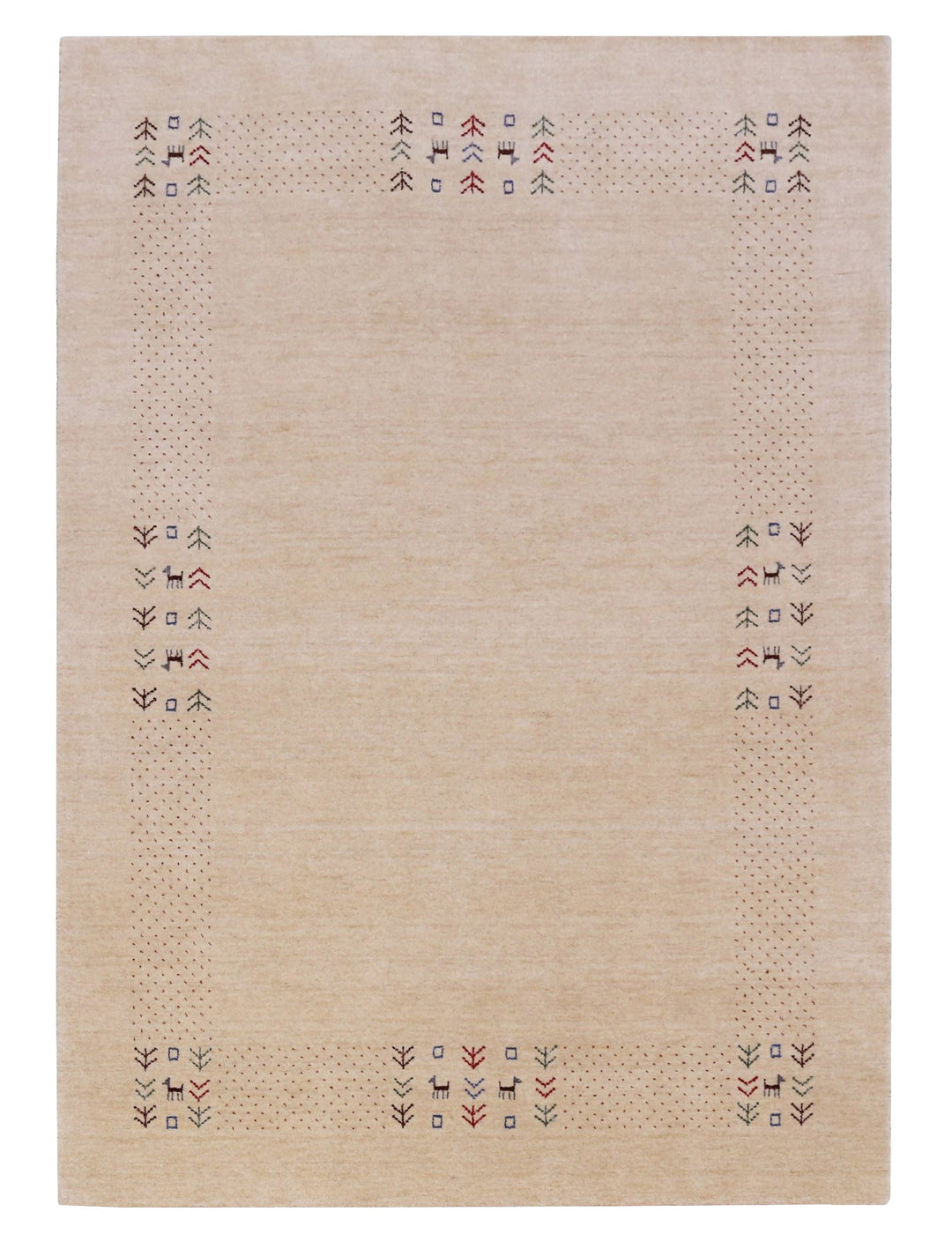 Beige Tribal Center Medallion Hand Loomed Wool Area Rug - The Rug Decor