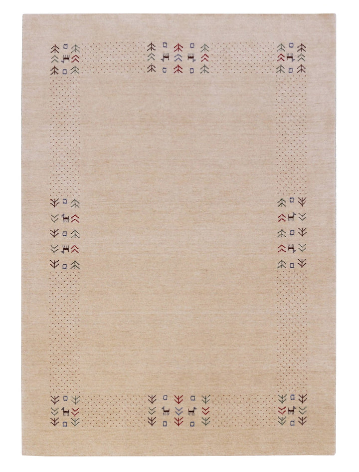 Beige Tribal Center Medallion Hand Loomed Wool Area Rug - The Rug Decor