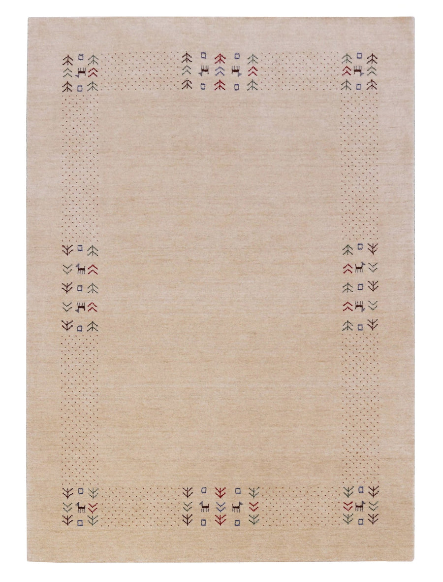 Beige Tribal Center Medallion Hand Loomed Wool Area Rug - The Rug Decor