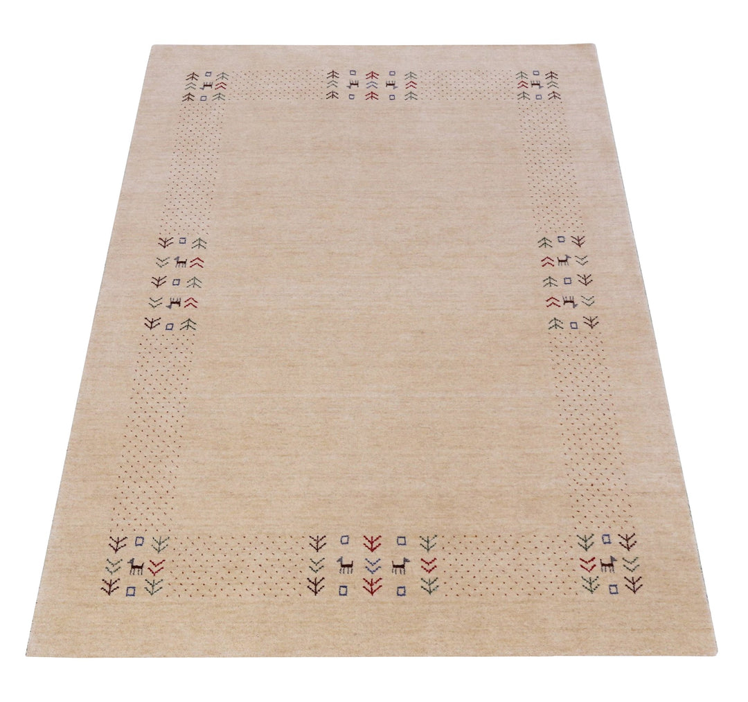 Beige Tribal Center Medallion Hand Loomed Wool Area Rug - The Rug Decor