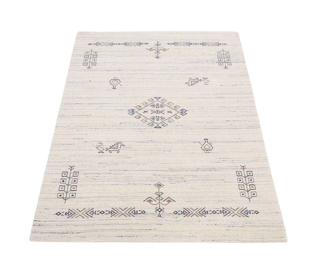Beige Tribal Center Medallion Hand Loomed Wool Rug - The Rug Decor