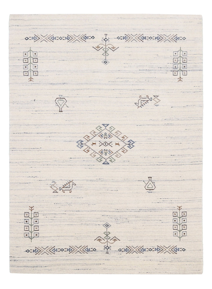 Beige Tribal Center Medallion Hand Loomed Wool Rug - The Rug Decor