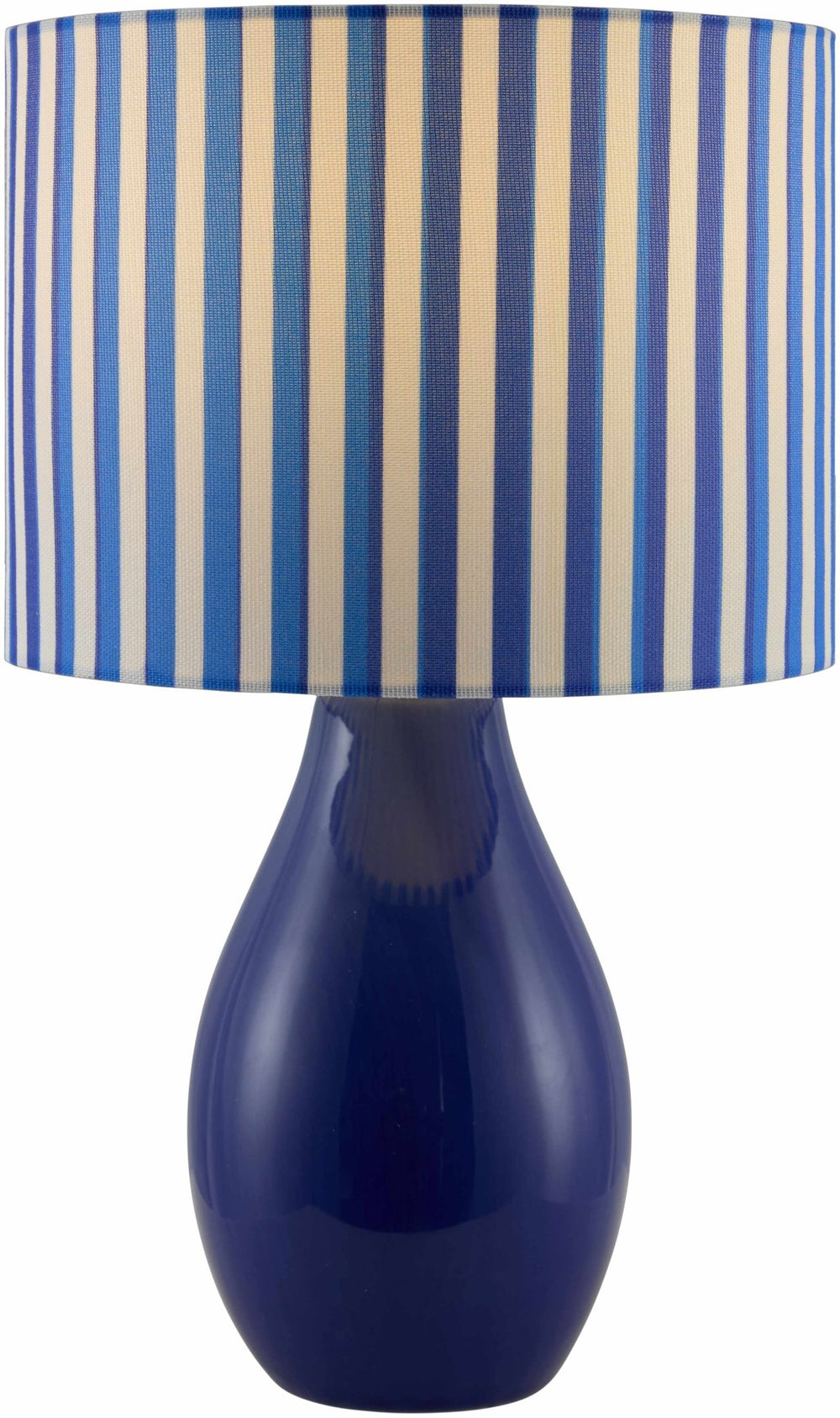 Beitbridge Contemporary Navy Ceramic Table Lamp – Linen & Polyester Shade - The Rug Decor