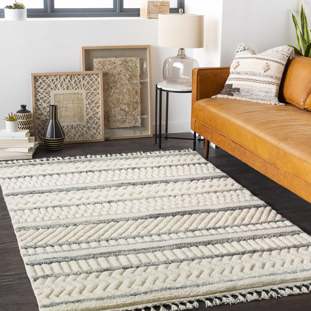 Belconnen Modern Ivory And Gray Hand Knotted Area Rug - The Rug Decor
