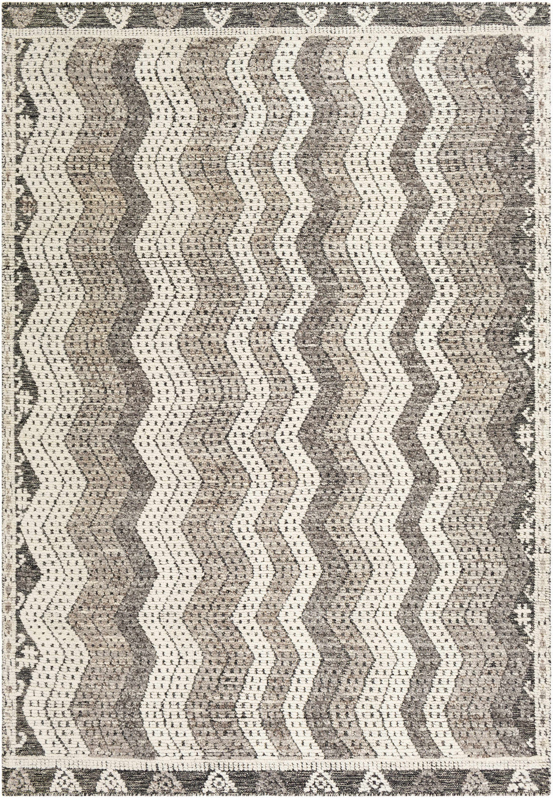 Belspring Modern Style Gray And Ivory Hand Knotted Area Rug
