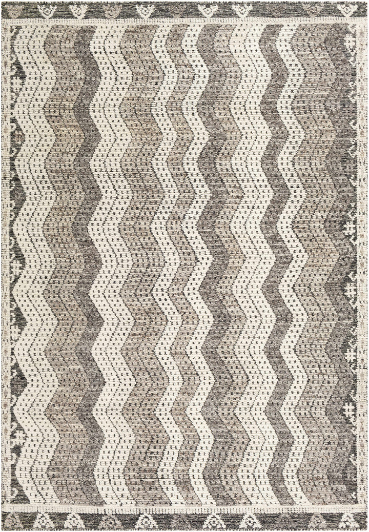 Belspring Modern Style Gray And Ivory Hand Knotted Area Rug