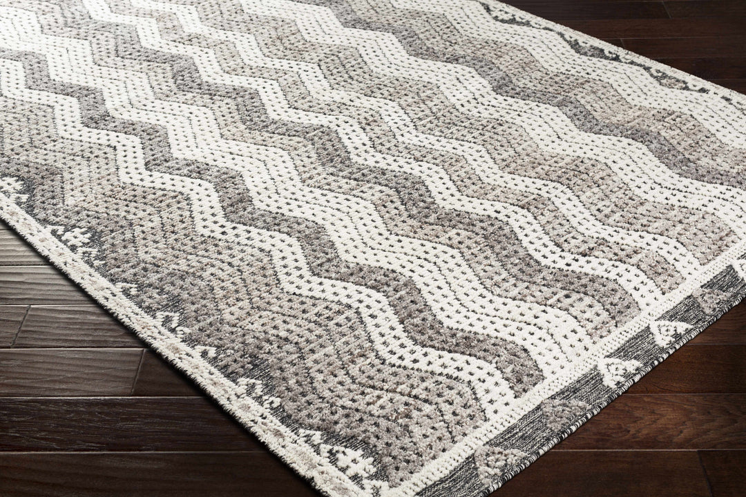 Belspring Modern Style Gray And Ivory Hand Knotted Area Rug