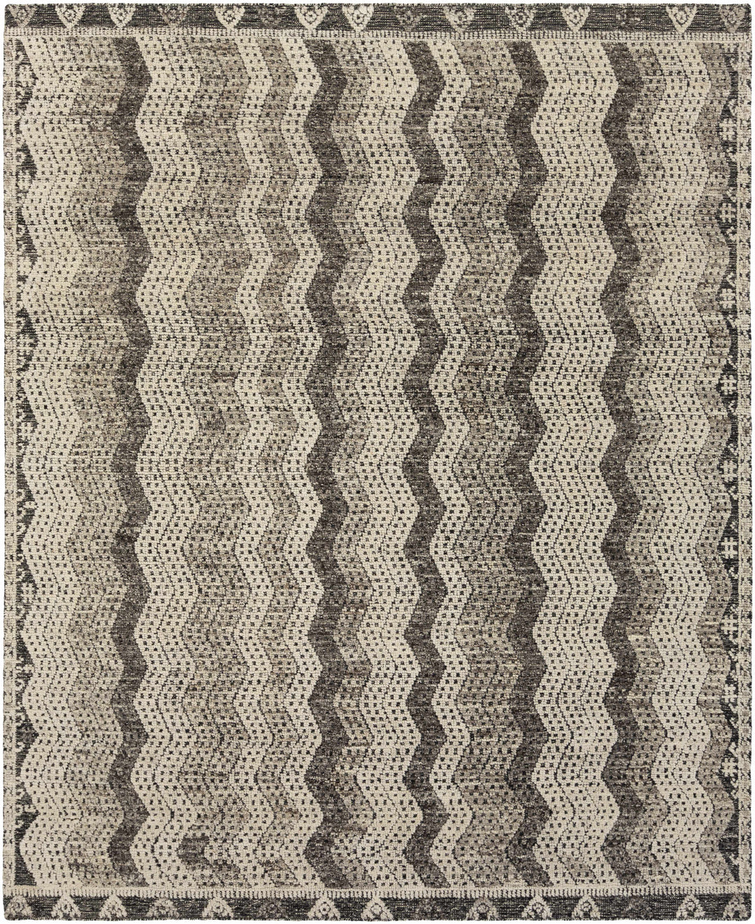 Belspring Modern Style Gray And Ivory Hand Knotted Area Rug