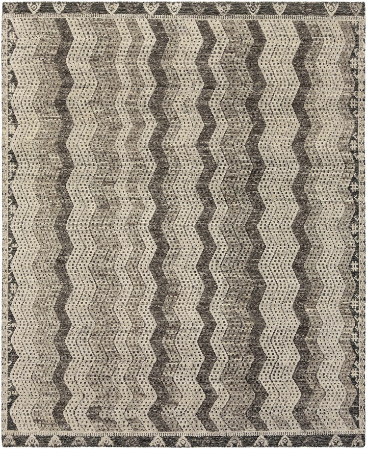 Belspring Modern Style Gray And Ivory Hand Knotted Area Rug