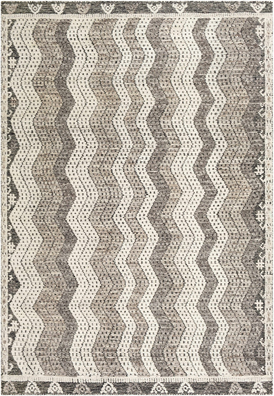 Belspring Modern Style Gray And Ivory Hand Knotted Area Rug - The Rug Decor