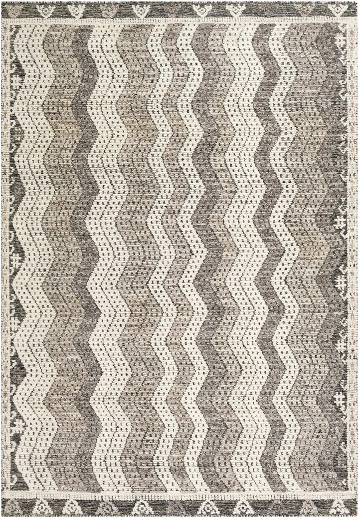 Belspring Modern Style Gray And Ivory Hand Knotted Area Rug - The Rug Decor