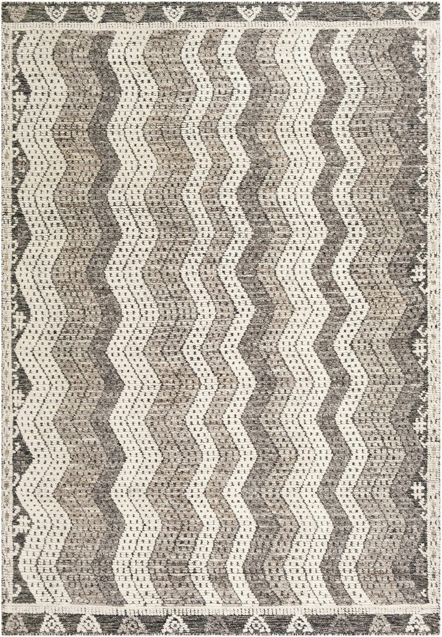 Belspring Modern Style Gray And Ivory Hand Knotted Area Rug - The Rug Decor
