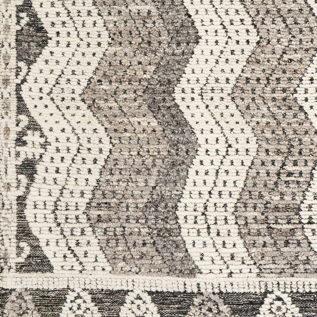 Belspring Modern Style Gray And Ivory Hand Knotted Area Rug - The Rug Decor