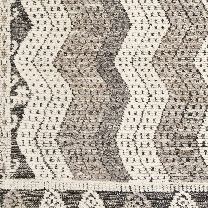 Belspring Modern Style Gray And Ivory Hand Knotted Area Rug - The Rug Decor