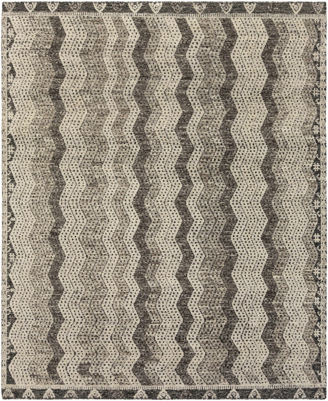 Belspring Modern Style Gray And Ivory Hand Knotted Area Rug - The Rug Decor