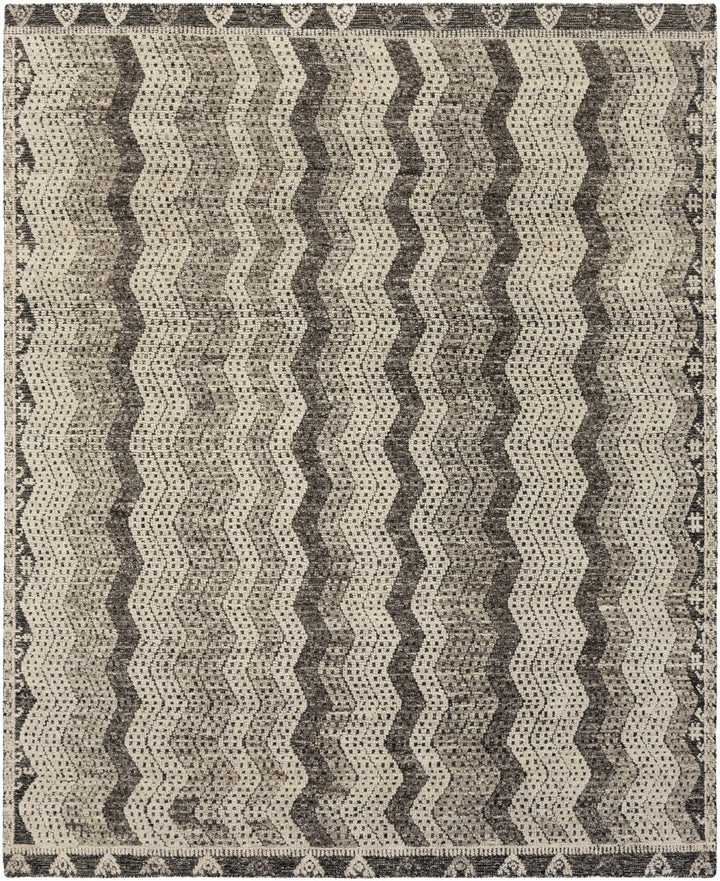 Belspring Modern Style Gray And Ivory Hand Knotted Area Rug - The Rug Decor