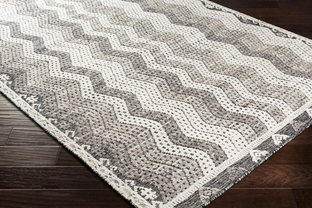 Belspring Modern Style Gray And Ivory Hand Knotted Area Rug - The Rug Decor