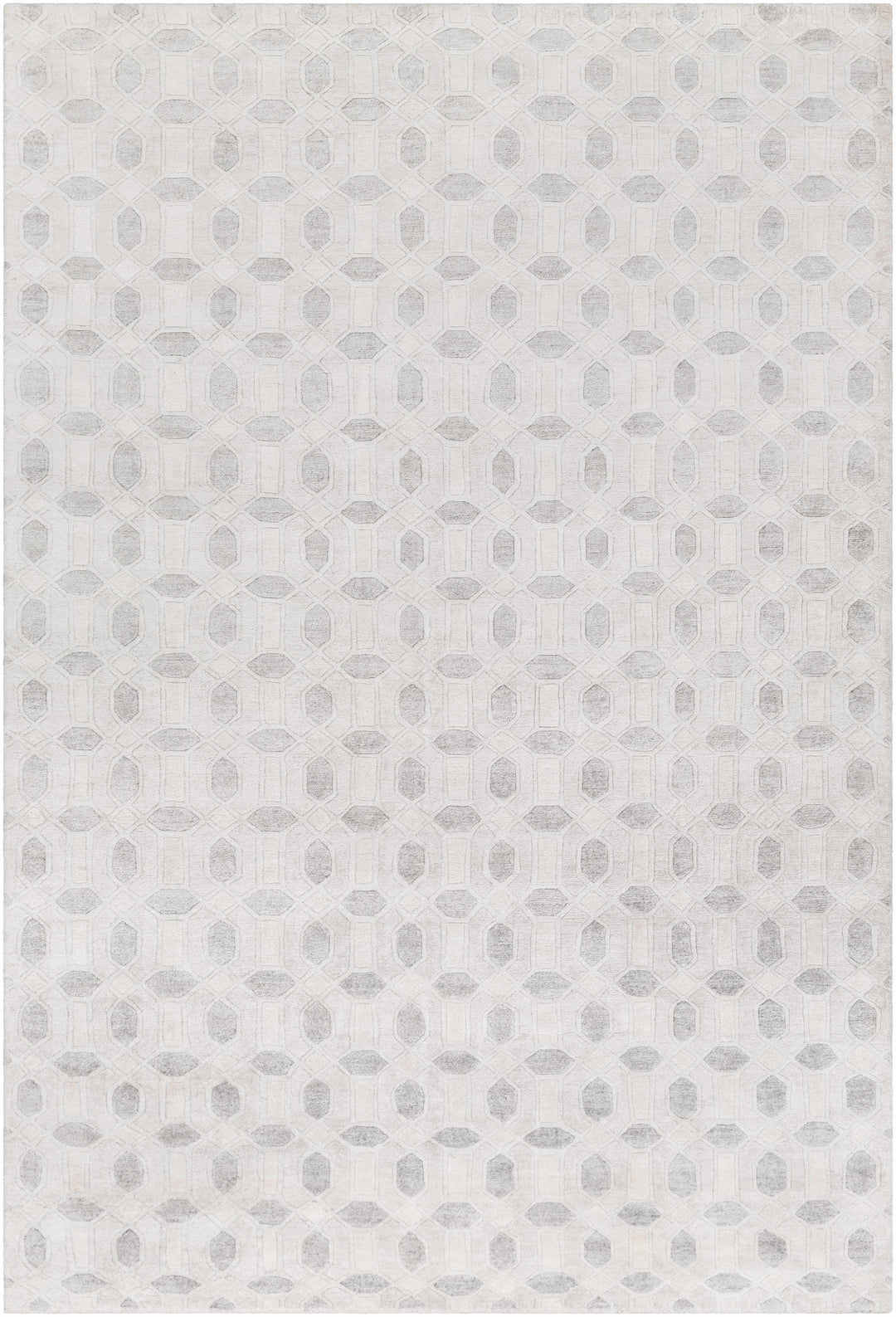 Belzoni Contemporary Style Ivory And Gray Hand Knotted Carpet